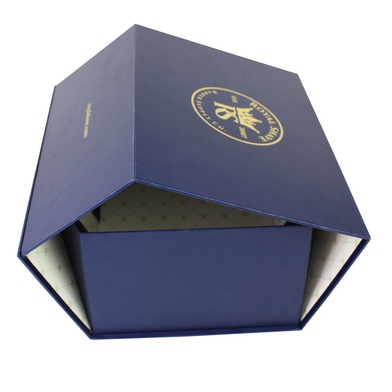 Embossed Sleeve Cosmetic Packaging Box Collapsible Rigid Blue Gold
