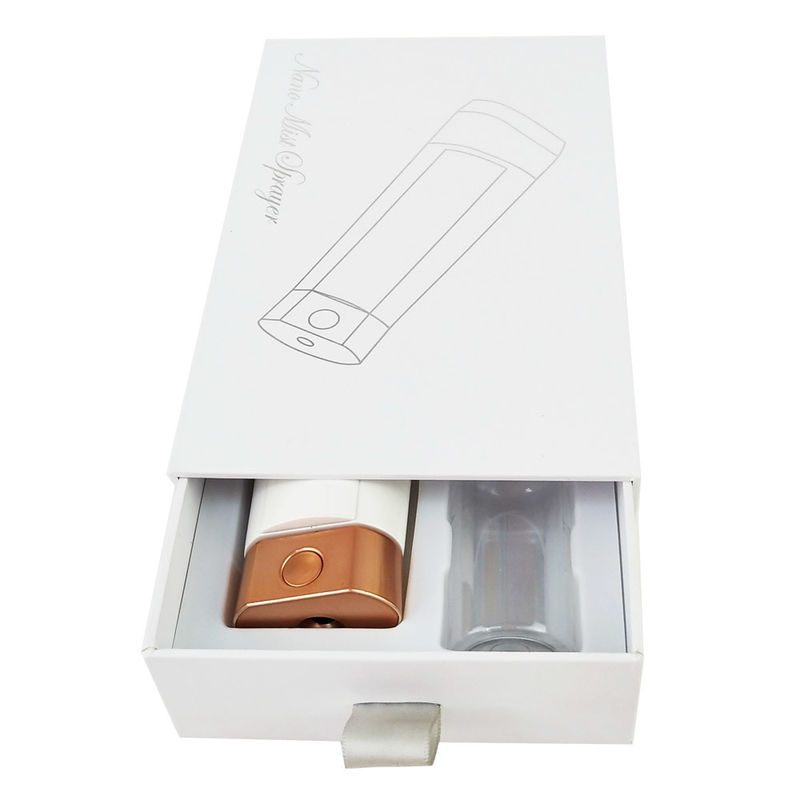 White Sliding Premium Cosmetic Packaging Box Spray With Plastic Insert