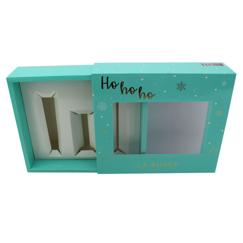 Sliding Green Color Cosmetic Packaging Box With Display Window
