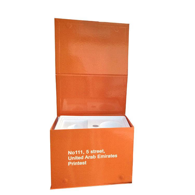 Orange Rigid Cardboard Gift Box Teeth Whitening Magnetic With Blister Holder
