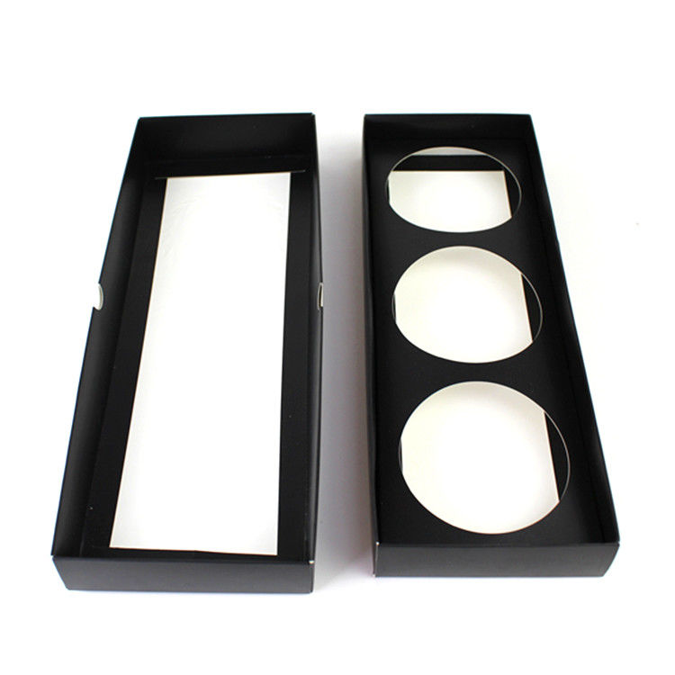 Foldable 3 Pack Lip Balm Packaging Box Black Holder Cosmetic Jar With Cardboard Insert