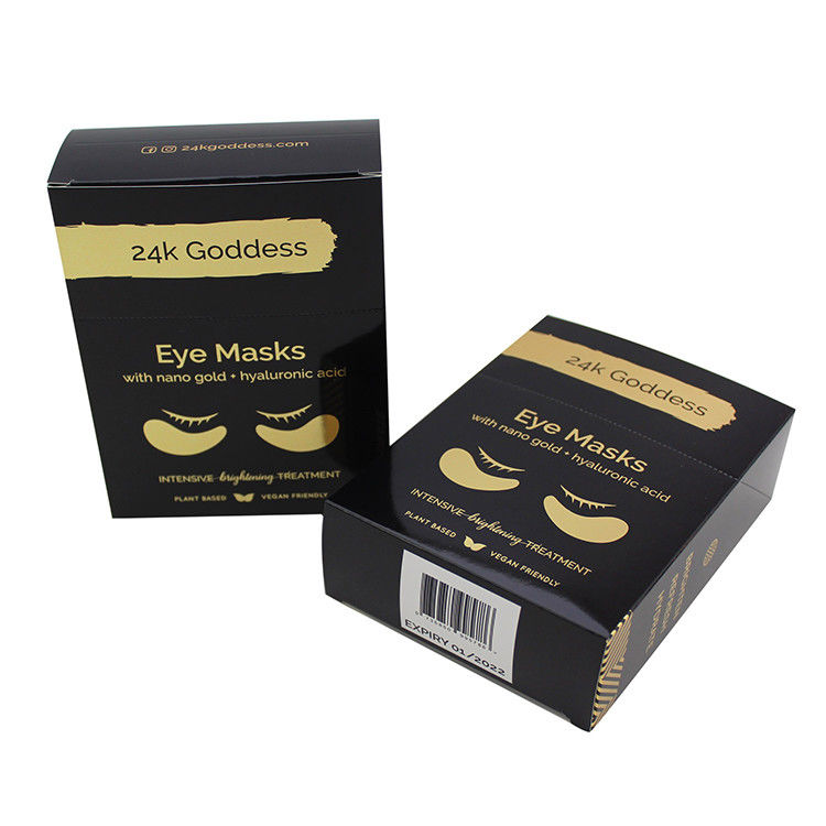 Eye Mask  Cosmetic Packaging Box Glossy Black Gold Personal Care With Cutom Design