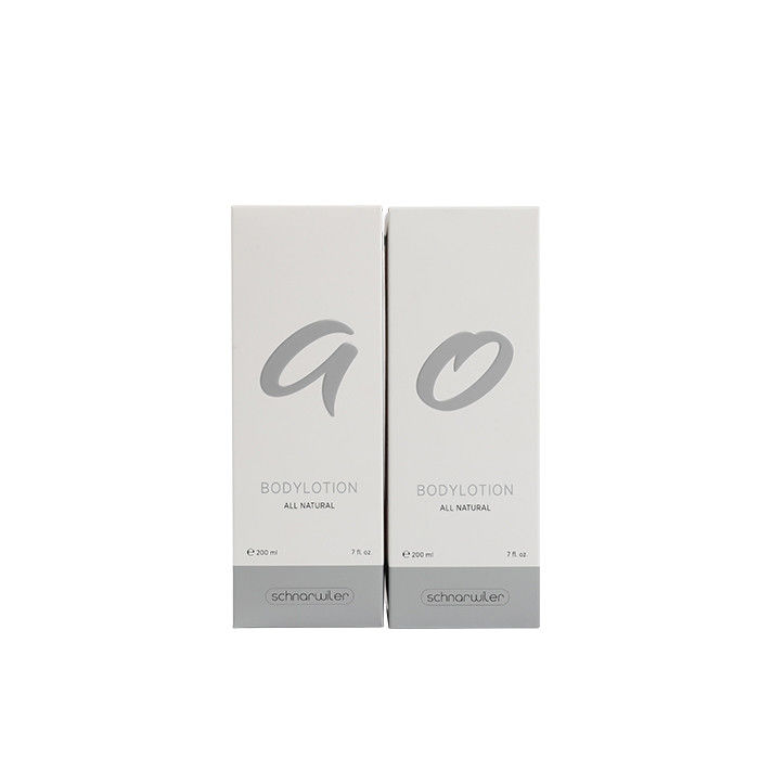 Silver Custom Lotion Box Off White Paper Skincare Packaging With Double Side Printing