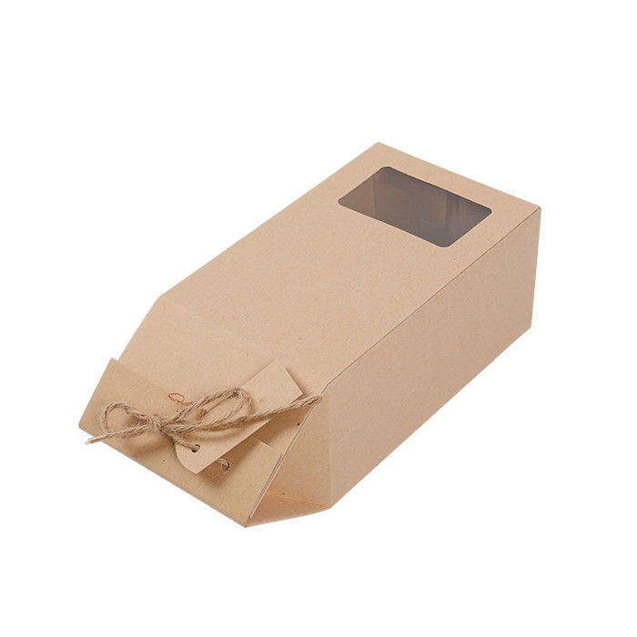 Eco Friendly Tea Food Packaging Box With Window Rope Handle