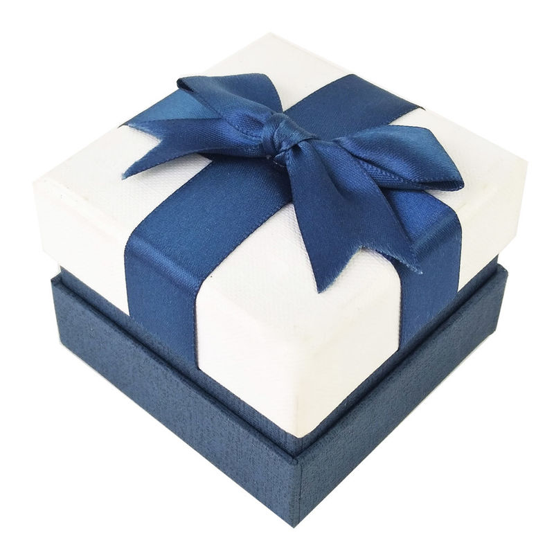 Standing Blue Jewelry Earring Gift Boxes Luxury Jewelry Box With Satin Ribbon