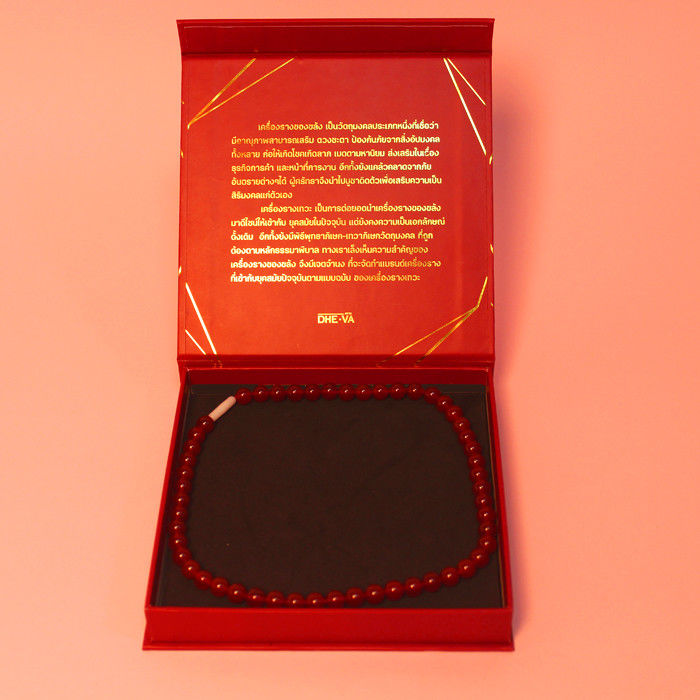 Magnetic Necklace Jewelry Packaging Box Red Gold Foil