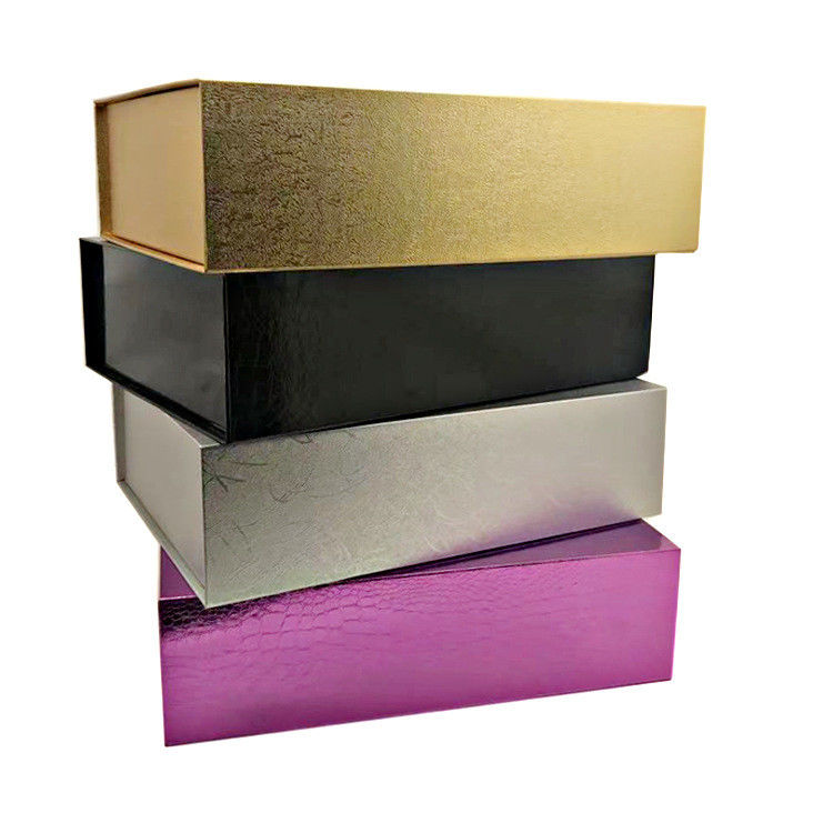 Metallic Paper Big Cosmetic Packaging Box Folding Gold Black Rose Gold