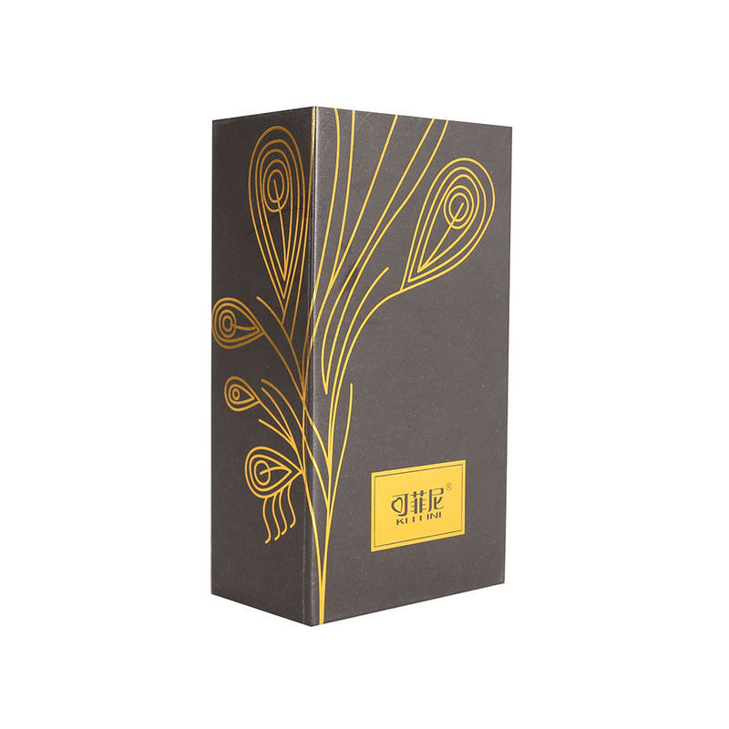 Luxury 8x8x15cm Perfume Packaging Box Flooding Black Paperboard Storage Box