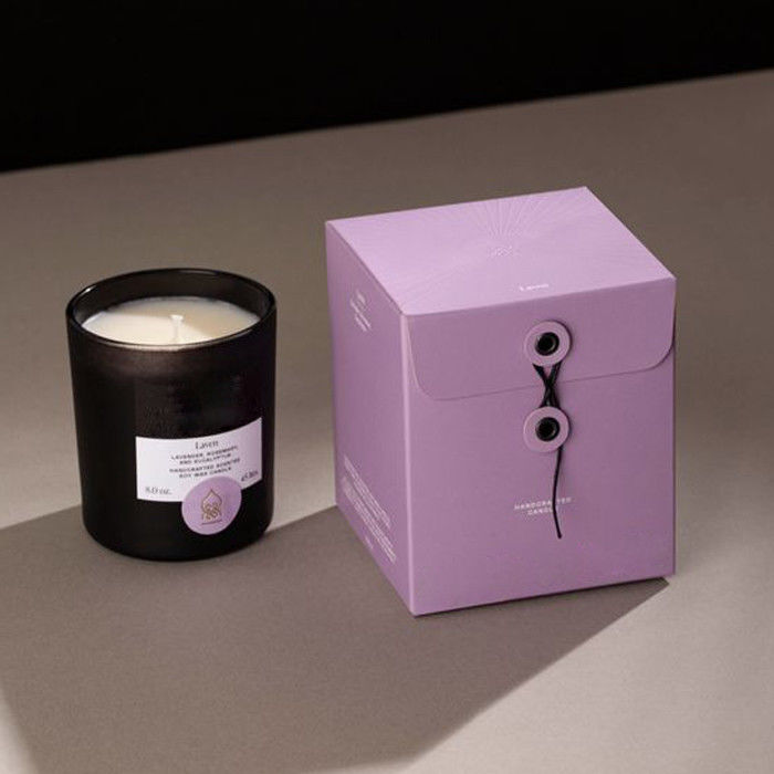 Elegant Rigid Candle Retail Gift Box Colors Eyelets Wrapping
