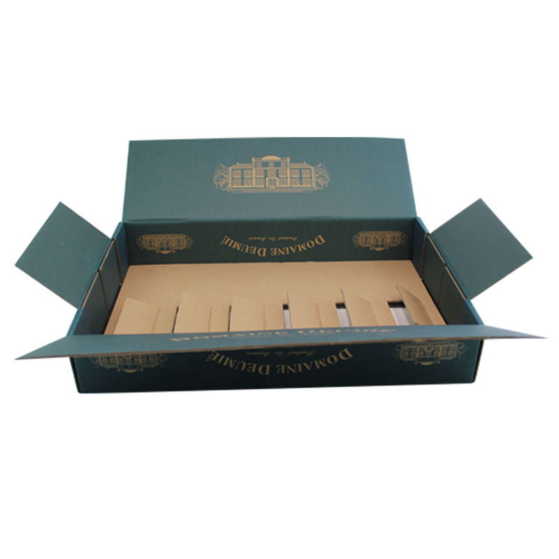 Strong Custom Mailer Boxes Printed Solid Blue For 6 Pack Wine Glass Bottle