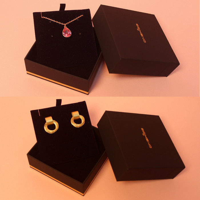 Personalized Black Jewelry Packaging Box CMYK Pantone