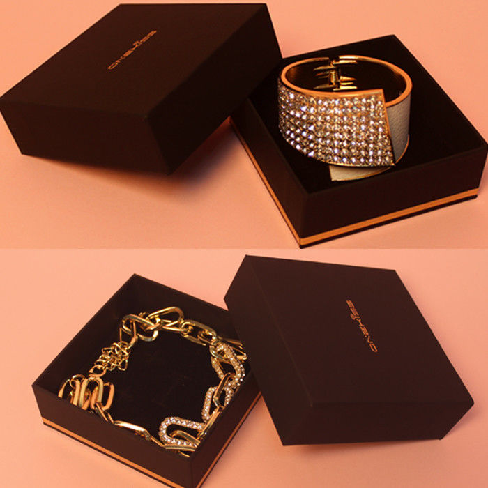 Personalized Black Jewelry Packaging Box CMYK Pantone