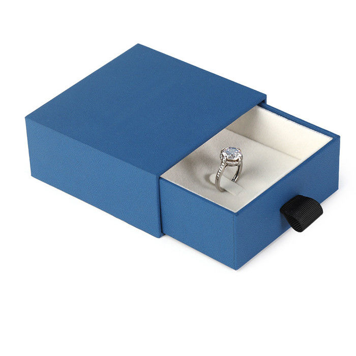 Recyclable Cardboard Necklace Bracelet Box Blue Sliding Drawer FSC Certificate