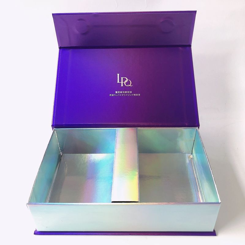 Custom Cardboard Purple Magnetic Gift Box For Mask Skincare Bottles