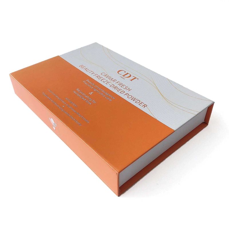 Orange Elegant Beauty Box Gift Set Custom Glass Bottle Holder Inserts