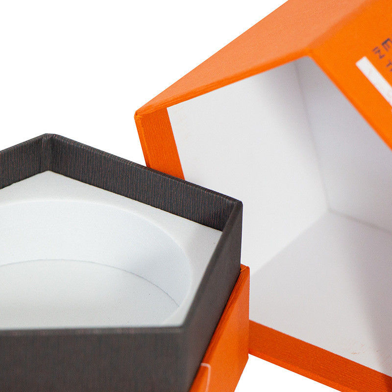 Pentagonal Rigid Candle Box Orange Black Color Printing