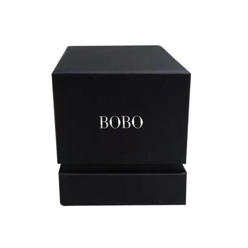 Empty Black Candle Packaging Box Siliver Foil Stamping Logo