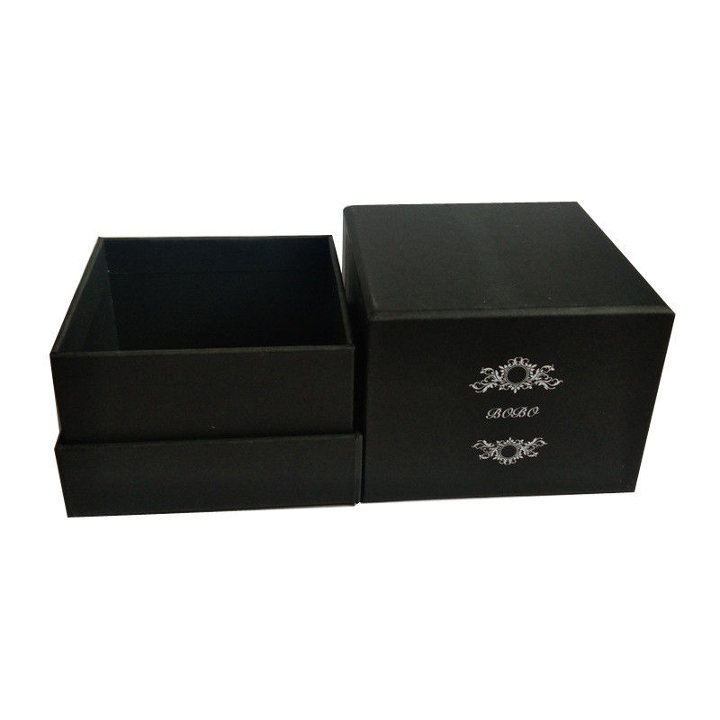 Empty Black Candle Packaging Box Siliver Foil Stamping Logo