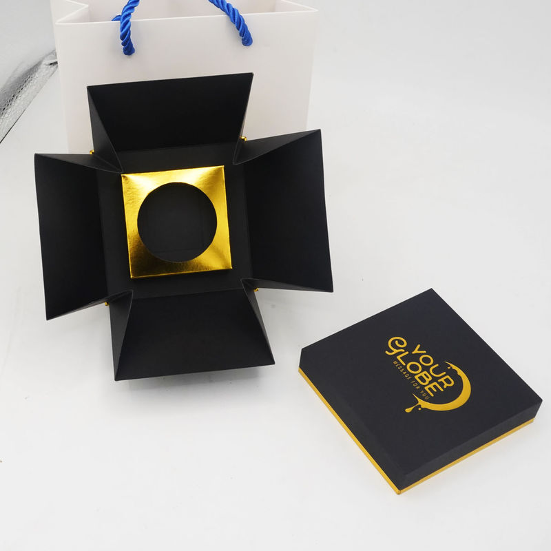 Luxury Black Tealight Rigid Candle Box Packaging Foldable Custom