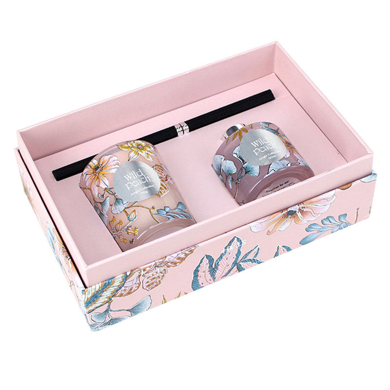 Printed Pink Luxury Candle Packaging Boxes Recyled Cardboard Tray Insert
