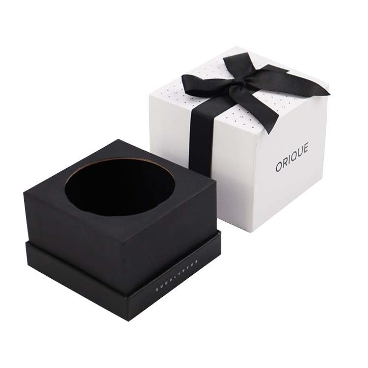Black Rigid Luxury Candle Gift Box Packaging Display For Retail