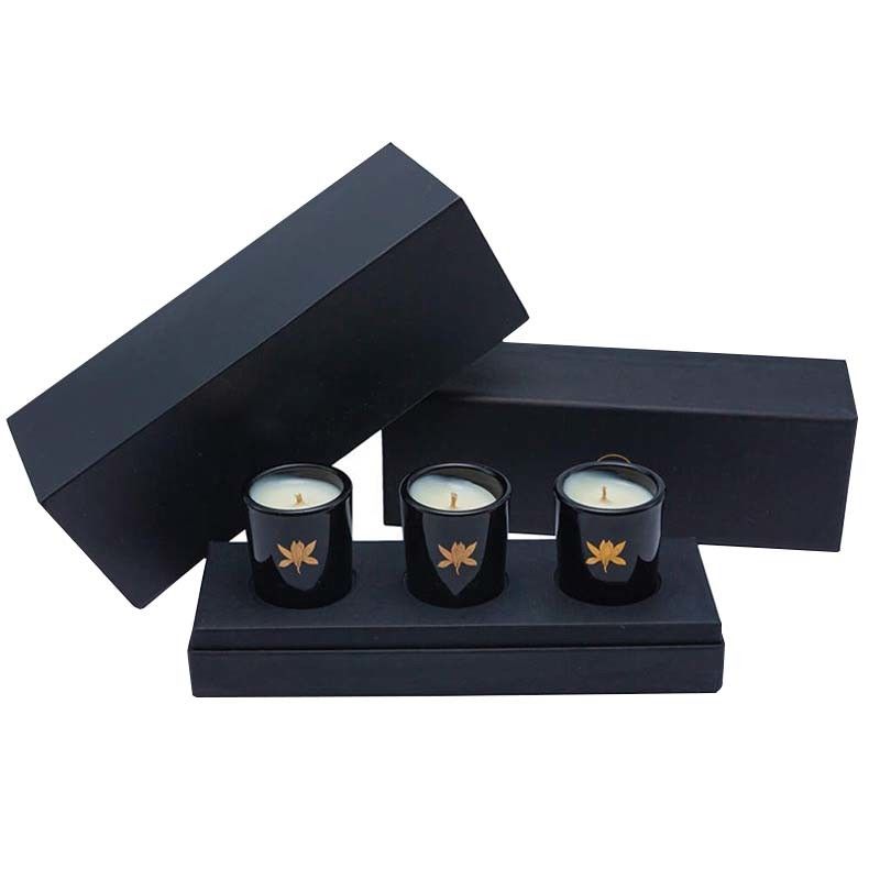 Black Rigid Luxury Candle Gift Box Packaging Display For Retail
