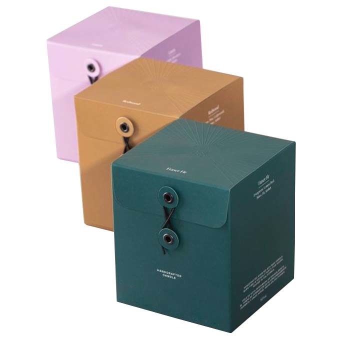 Elegant Rigid Candle Retail Gift Box Colors Eyelets Wrapping