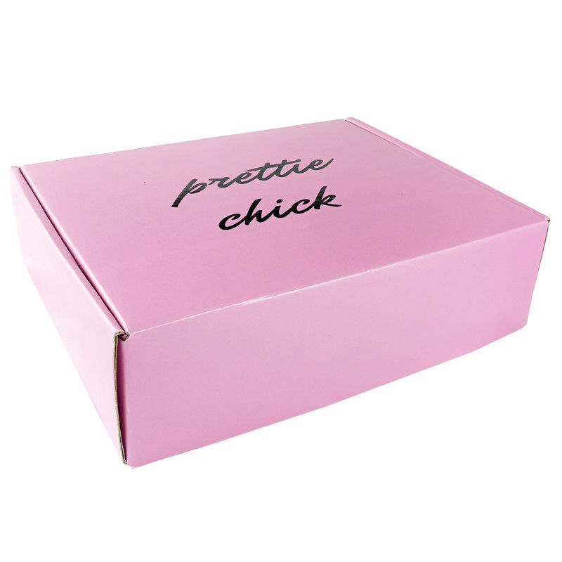 Flat Cardboard Custom Mailer Boxes Printed Pink