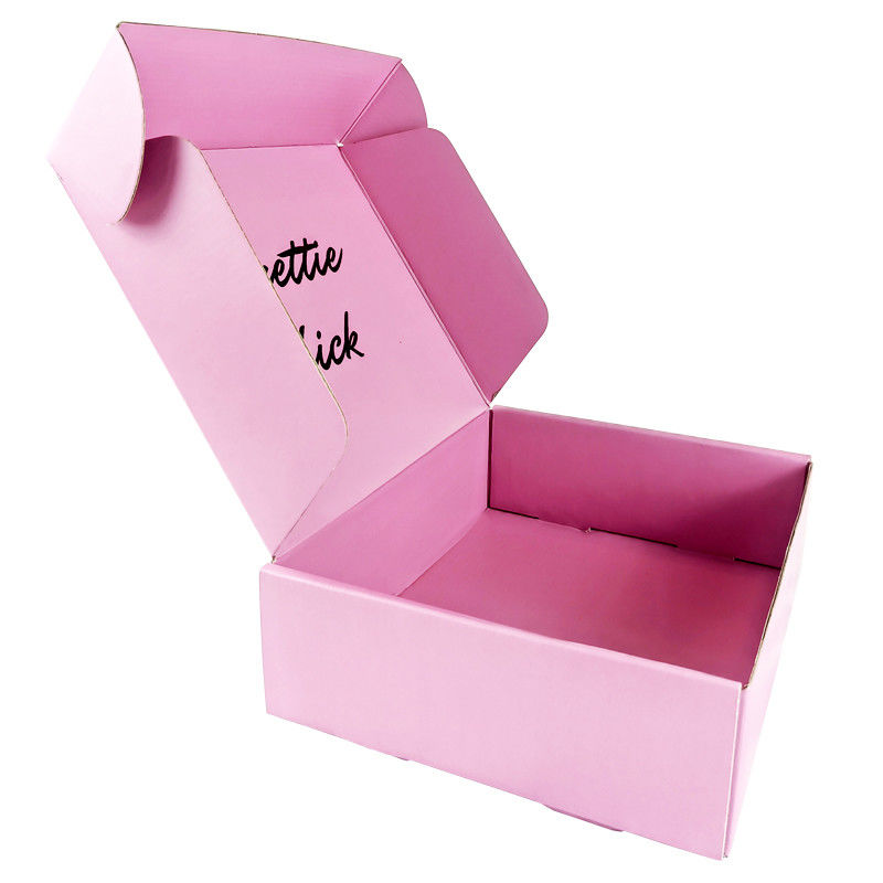 Flat Cardboard Custom Mailer Boxes Printed Pink