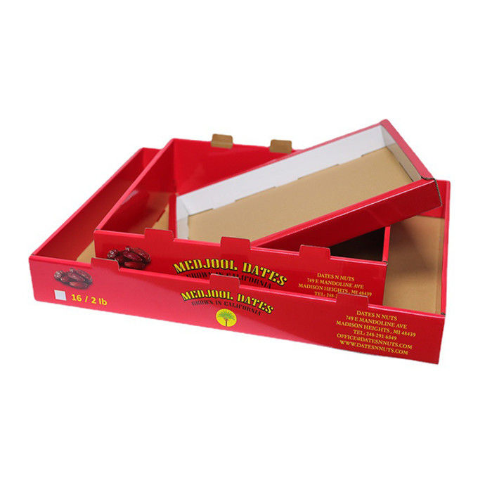 Custom Red Cardboard Display Trays For Supermarket Holiday Promotion