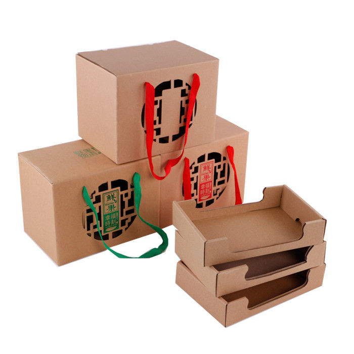 Recyclable Food Cardboard Box Trays With Ribbon Handle