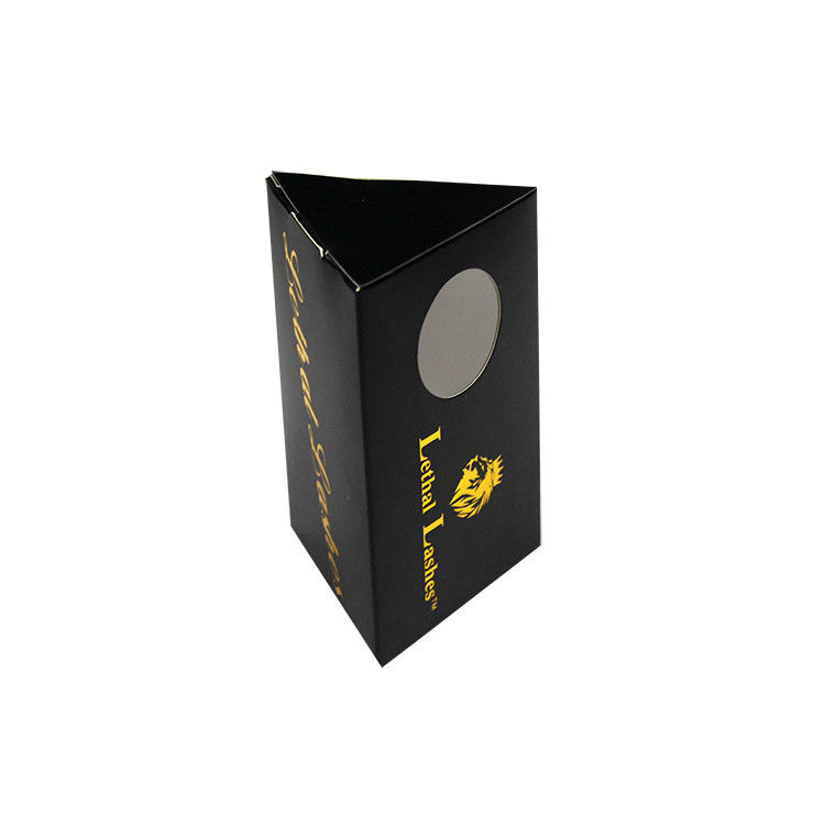 Litho Printing Black Triangle Packaging Box With Transparent Window
