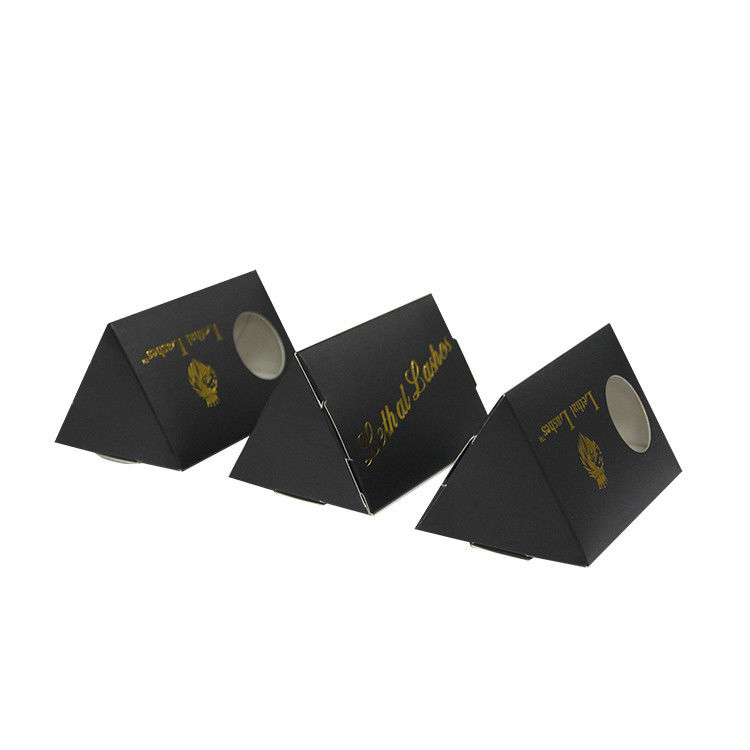 Litho Printing Black Triangle Packaging Box With Transparent Window