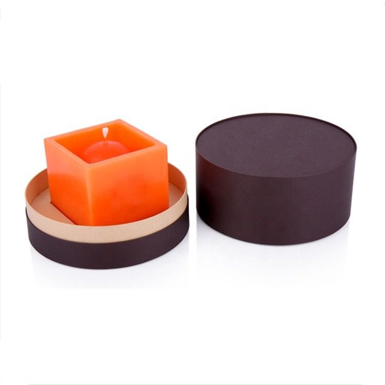 Custom Cardboard Round Box Printed Black Color For Scented Candle