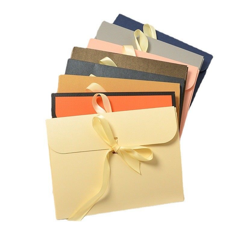 12PT Paperboard Custom Paper Pouch With Ribbon Closure Multiple Colors