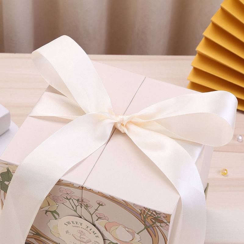Wedding Scented Candle Luxury Paperboard Gift Box With Ribbon