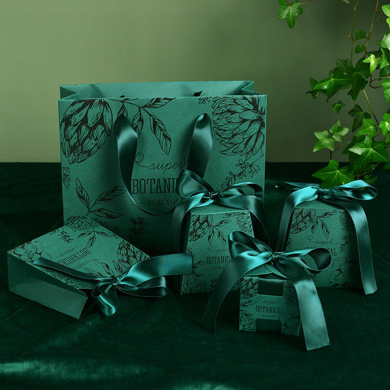 Forest Green Small Ring Gift Box With Ribbon