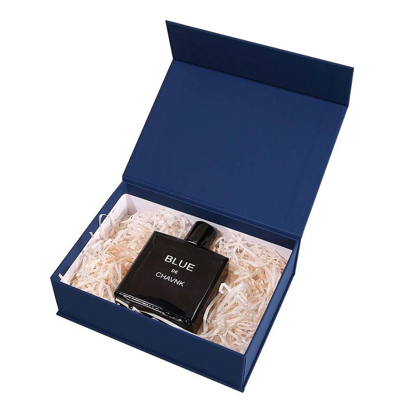 Navy Blue Custom Luxury Cosmetic Packaging Gift Boxes With Gold Foil