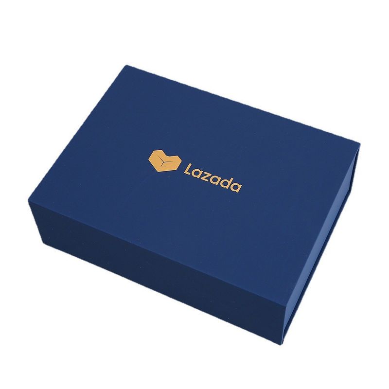 Navy Blue Custom Luxury Cosmetic Packaging Gift Boxes With Gold Foil
