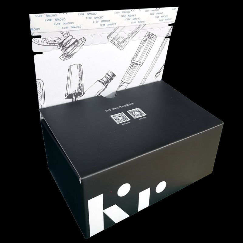 Printed Corrugated Shipping Box With Tear Tape Top For On Line Shop Goods Delivery