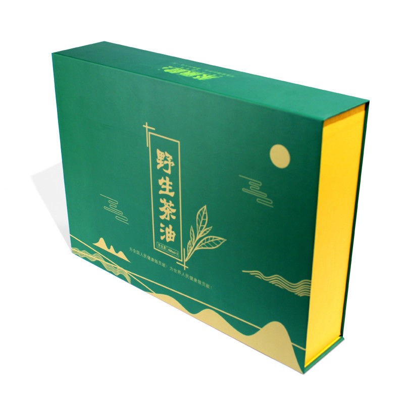 Green Magnetic Gift Packaging Box Made For Tea Products With Custom Design Near Me