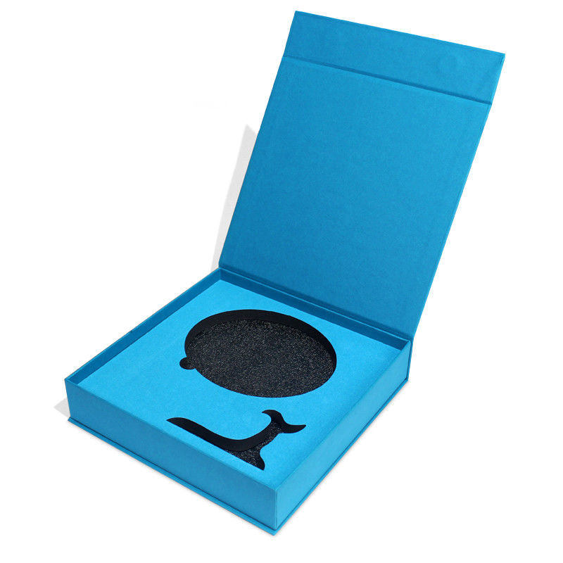 Blue Magnetic Gift Packaging Box Made For Products With Foam And Custom Design