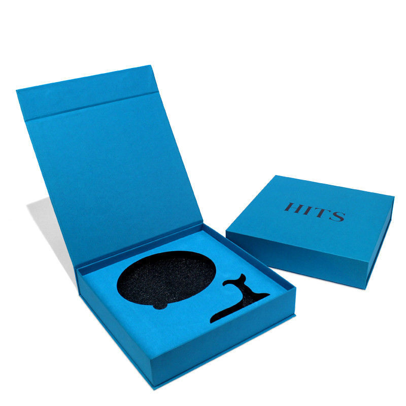 Blue Magnetic Gift Packaging Box Made For Products With Foam And Custom Design