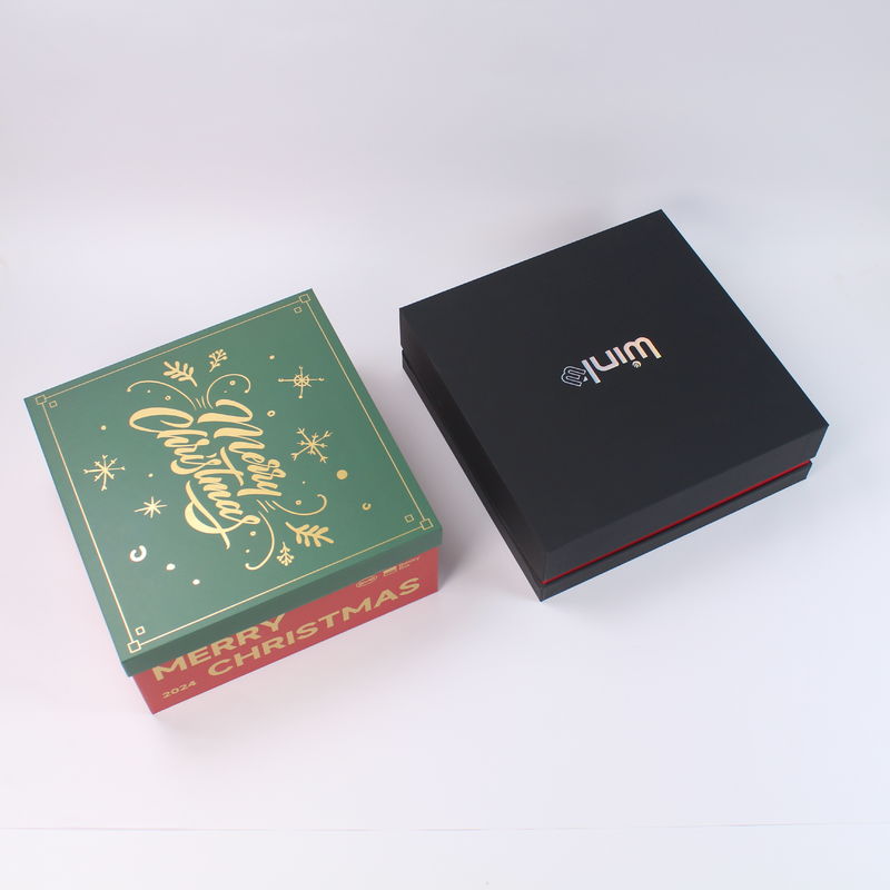 Red Cardboard Christmas Gift Box With Lid And Base For Wholesale And Retail