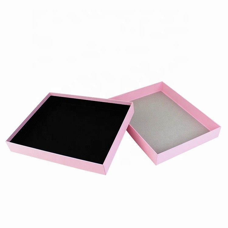 Custom  Paper Cosmetic Box Pink Gift Box With Velvet Surface Ideal For Beauty Equipment
