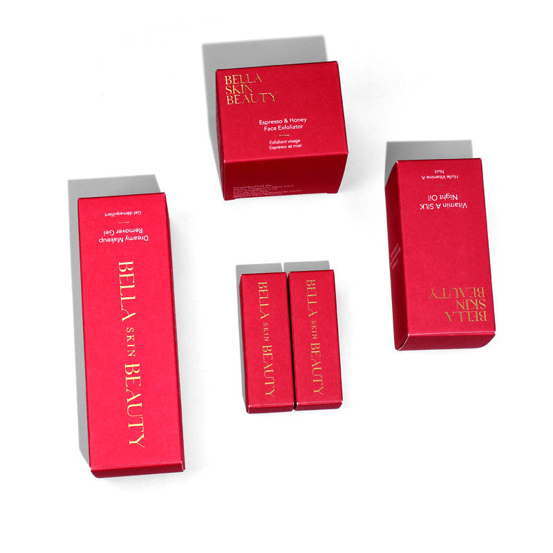 Custom Skincare Boxes With Solid Red Texture Paper face cream box desigh cosmetic packing box
