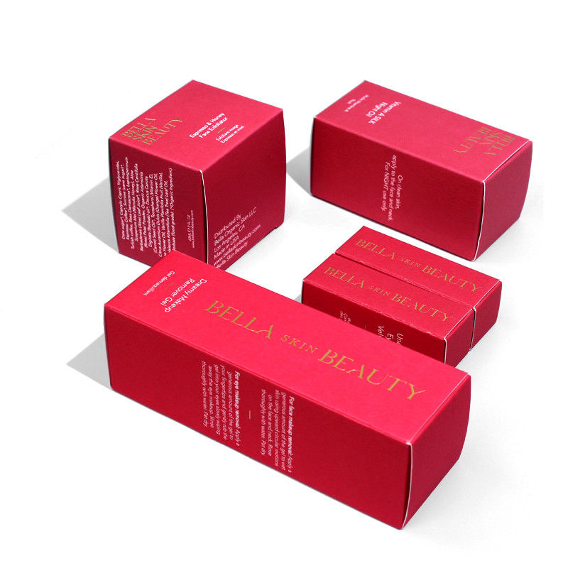 Custom Skincare Boxes With Solid Red Texture Paper face cream box desigh cosmetic packing box
