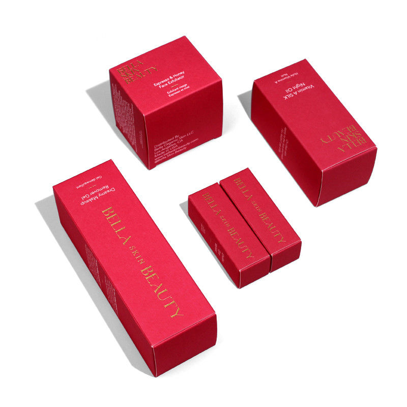Custom Skincare Boxes With Solid Red Texture Paper face cream box desigh cosmetic packing box
