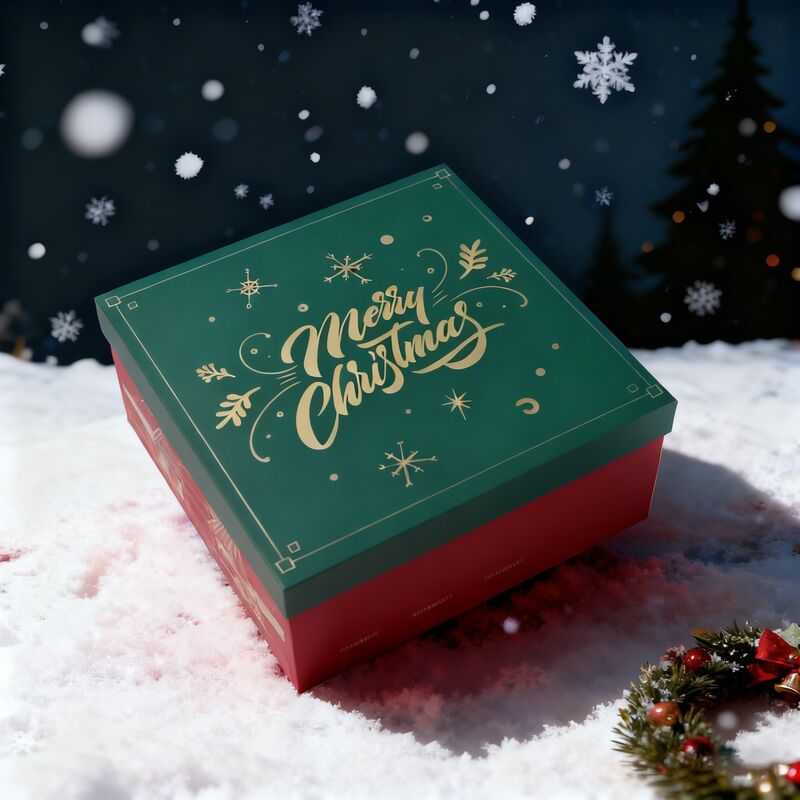 Customizable Red Christmas Festive Cardboard Gift Box with Lid and Base for Wholesale and Retail