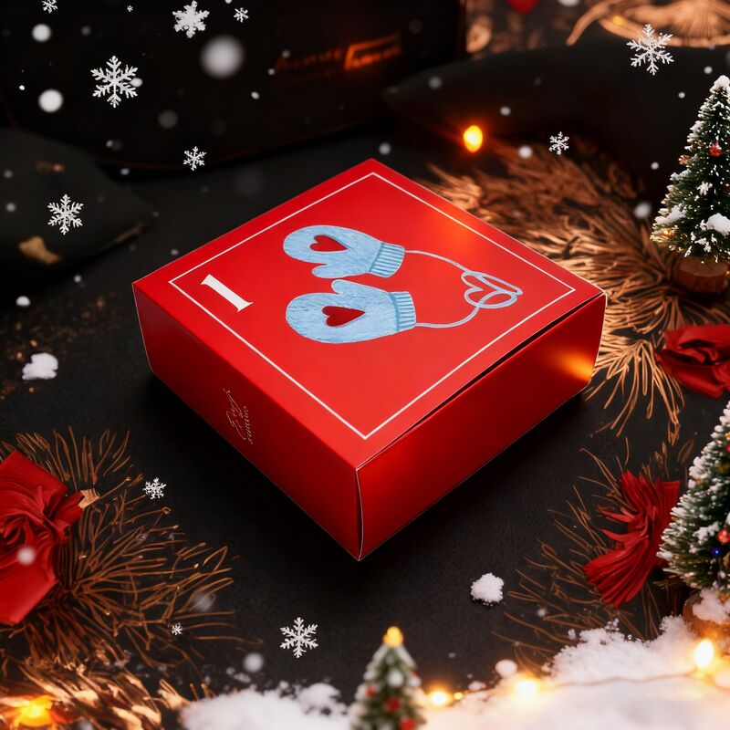 Customizable Red Christmas Festive Cardboard Gift Box with Lid and Base for Wholesale and Retail